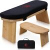Yoga Dood Meditation Bench – Folding Bamboo Meditation Stool with Velvet Cushion & Carry Bag, Seiza Prayer Bench