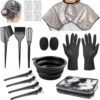 19 Pcs Professional Hair Bleach Kit Hair Coloring Products with Hair Dye Brush, Hair Color Bowl, Hairclips, Applicator, Earmuffs for Hair Highlighting and Hair Coloring at Home