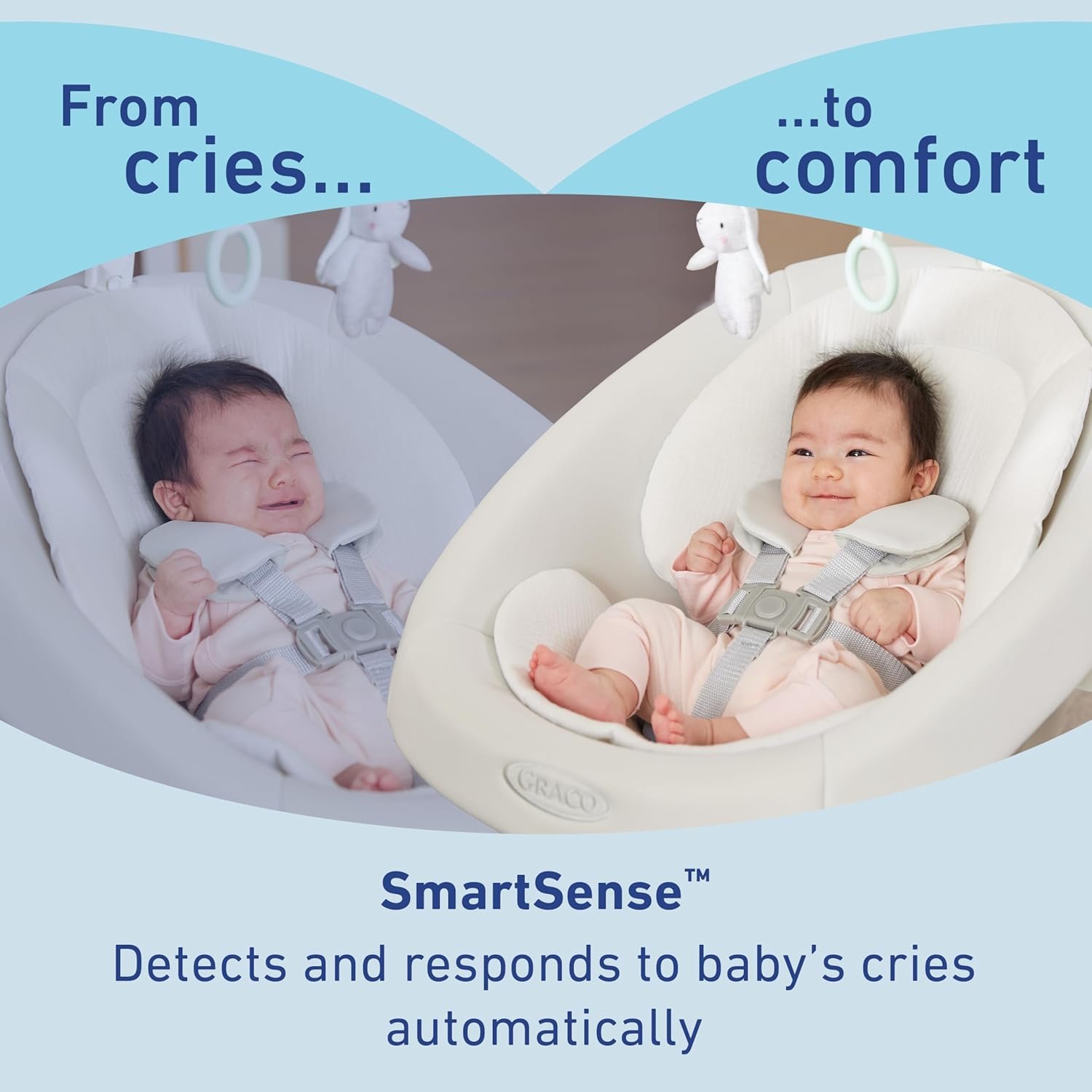 Graco SmartSense Baby Swing with Cry Detection Technology, Soothing Motions and Calming Vibrations, Comfortable Infant Support, Rori - Image 2