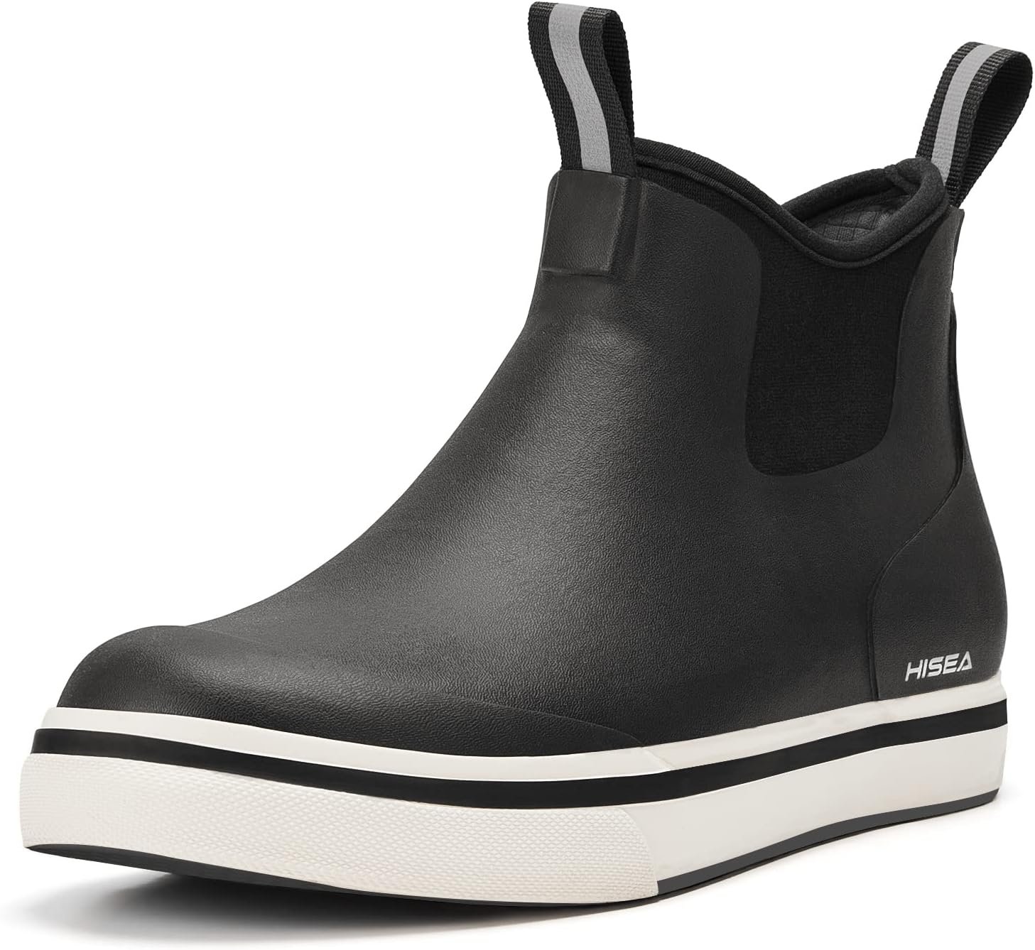 HISEA Men's Deck Rain Boots Saltwater Fishing Booties Waterproof Ankle Rain Boots with High Traction