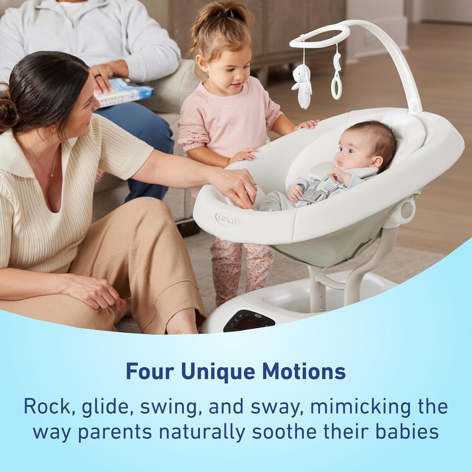 Graco SmartSense Baby Swing with Cry Detection Technology, Soothing Motions and Calming Vibrations, Comfortable Infant Support, Rori - Image 6