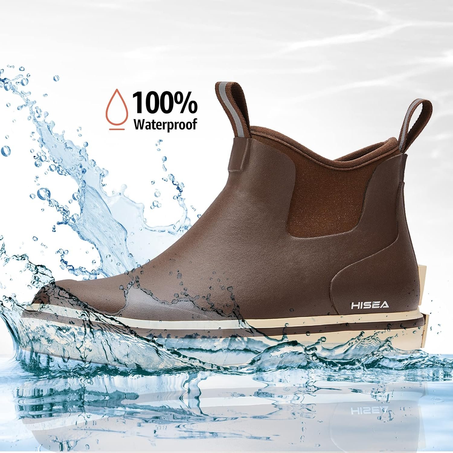 HISEA Men's Deck Rain Boots Saltwater Fishing Booties Waterproof Ankle Rain Boots with High Traction - Image 6