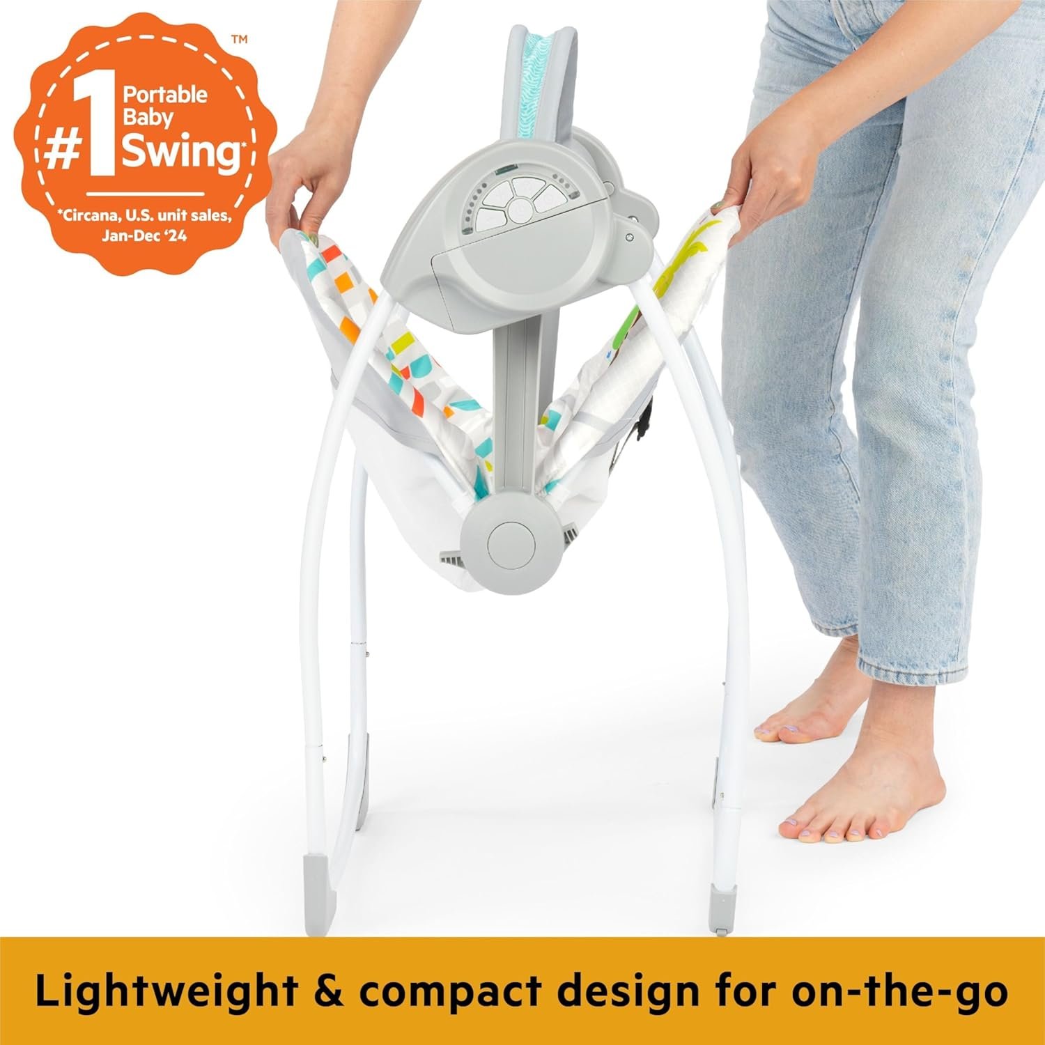Bright Starts Playful Paradise Portable Compact Automatic Baby Swing with Music, Unisex, Newborn + - Image 2