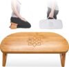 Mindful Modern Folding Meditation Bench – Bamboo Kneeling Stool with Locking Magnetic Hinges – Portable Cross Legged Folding Seiza Chair w/Travel Bag